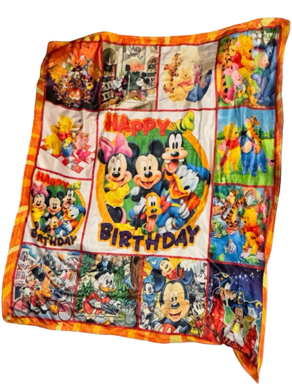 Disney Mickey & Friends Happy Birthday Multi-Color Party Throw